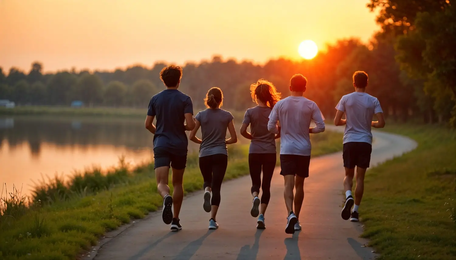 Personas practicando yoga al aire libre en un entorno tranquilo