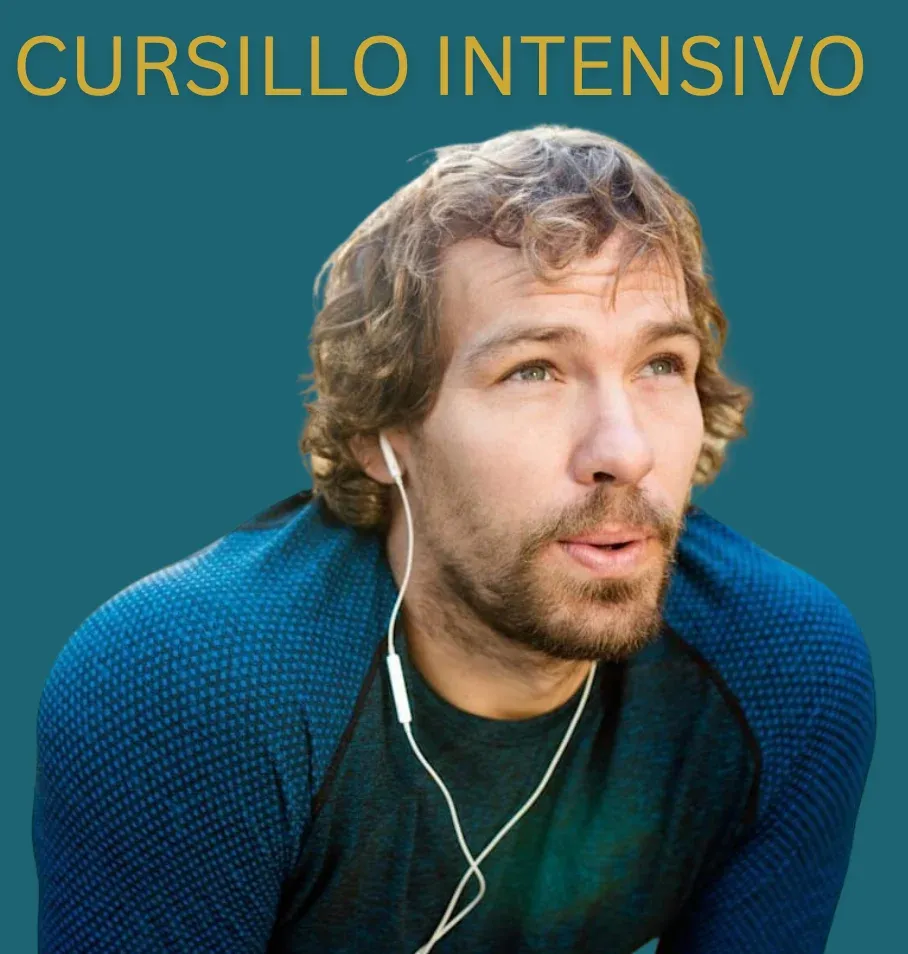 Cartel del cursillo intensivo “Respiración Efectiva” con un hombre respirando profundamente, auriculares puestos, fecha jueves 19 de febrero en The American College in Spain, organizado por Smile Top Performance.