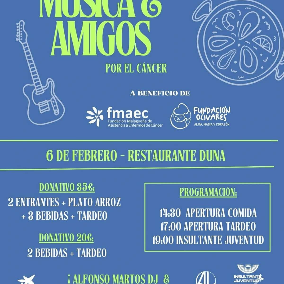 Evento Música & Amigos por el Cáncer en Málaga 2026 con Alfonso Martos DJ