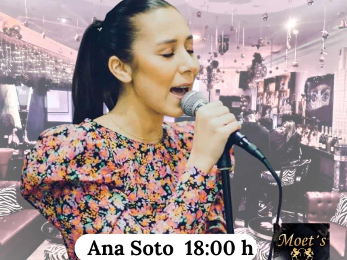 Cartel del concierto de Ana Soto en Moët’s Café Lounge con actuación de música en directo en el casco antiguo de Marbella.