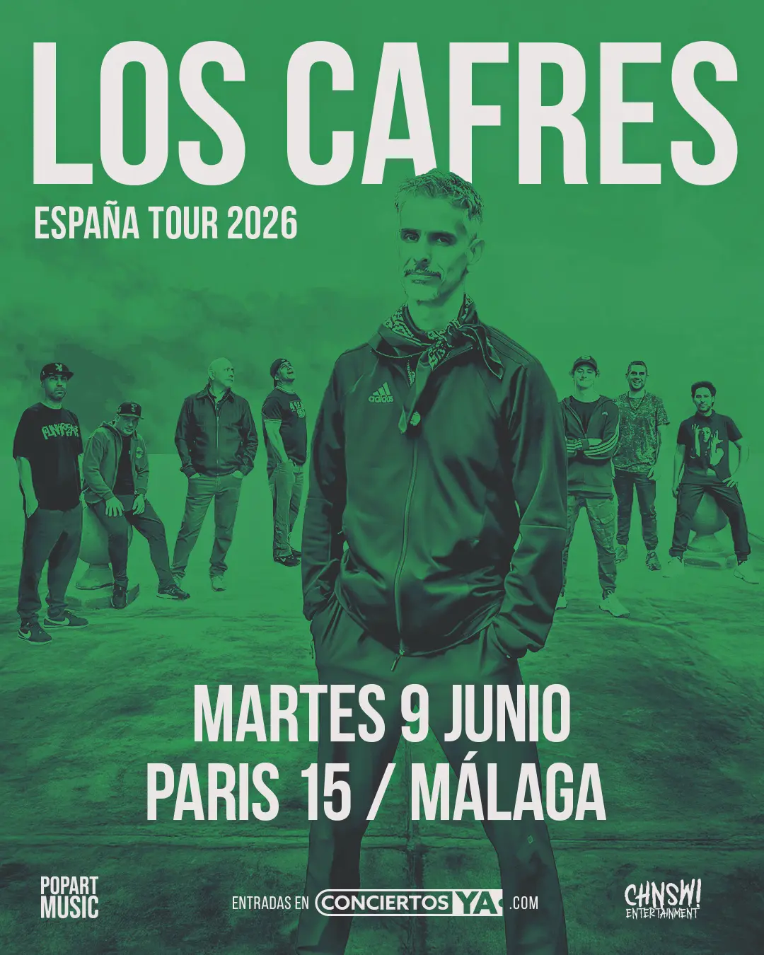 Miembros de la banda Los Cafres actuando en el escenario