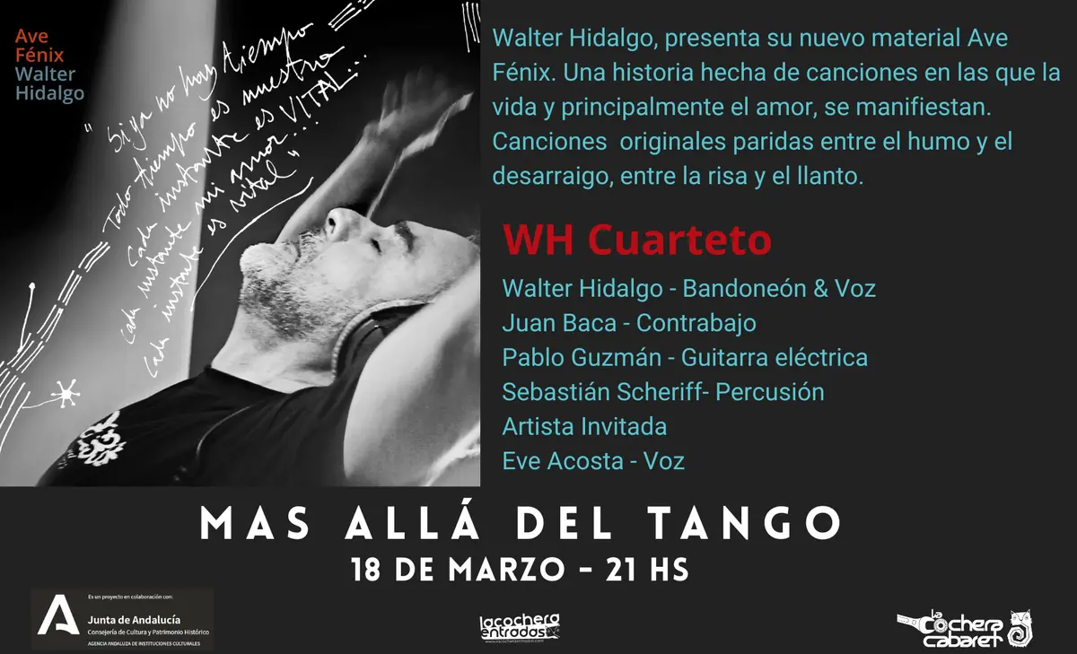 Walter Hidalgo actuando en vivo en Málaga 2026