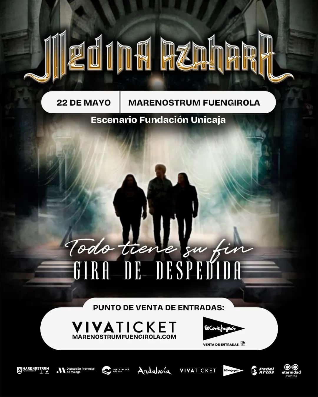 Gira de despedida de Medina Azahara en Málaga 2026 interpretando los grandes éxitos del rock andaluz