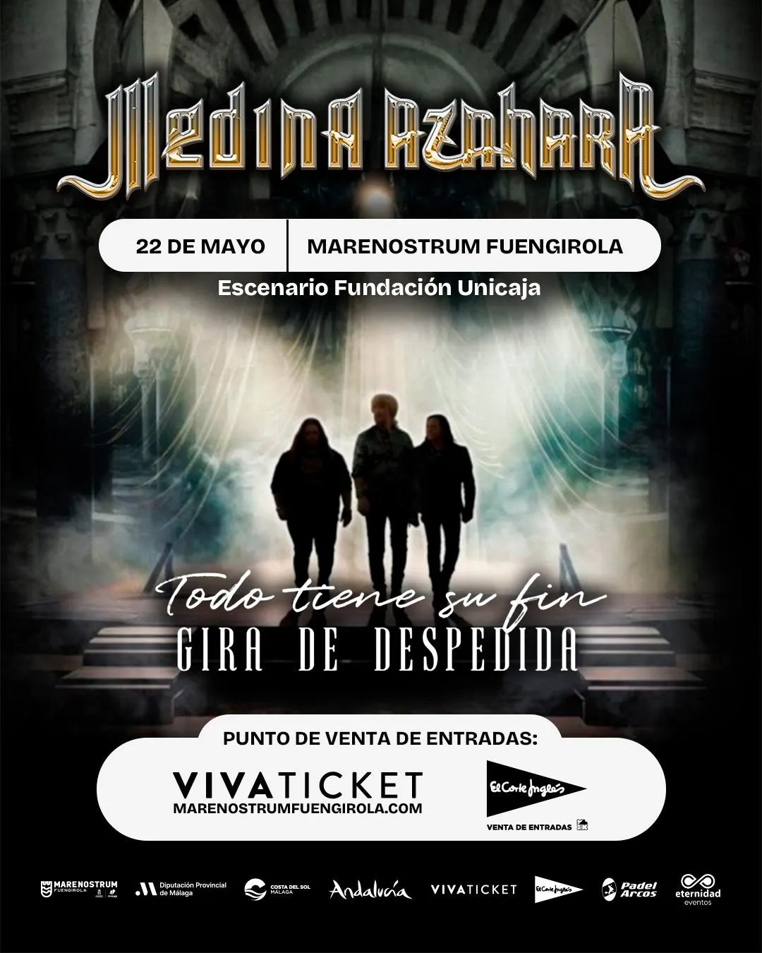 Gira de despedida de Medina Azahara en Málaga 2026 interpretando los grandes éxitos del rock andaluz
