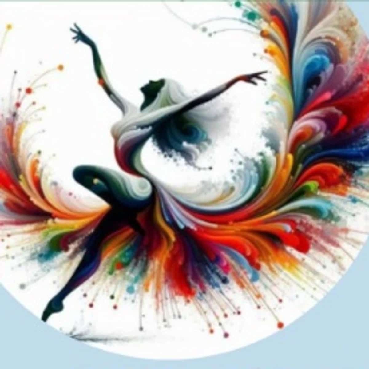 Cartel informativo taller Movimiento con Sentido: Escucha tu Cuerpo con ilustración artística de bailarina en movimiento con colores vibrantes, fecha 20 febrero 17-19h, Salón de Actos Ayuntamiento, organizado por Concejalía de Igualdad