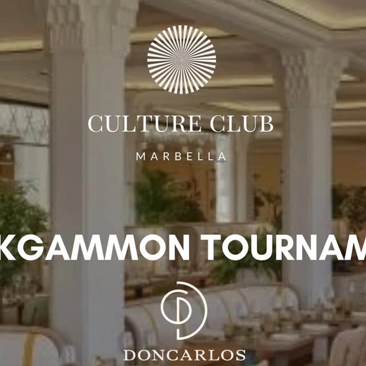 Cartel del evento para el Torneo de Backgammon en Culture Club el 6 de febrero.