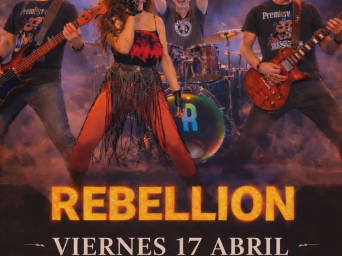 Cartel del concierto de Rebellion en Boulebar Café el viernes 17 de abril a las 18:00, banda de pop rock en vivo en San Pedro Alcántara, Marbella.