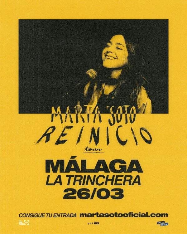 Cartel de Marta Soto Gira “REINICIO” 2026 – Pop Español en Vivo y Vibrante en Málaga