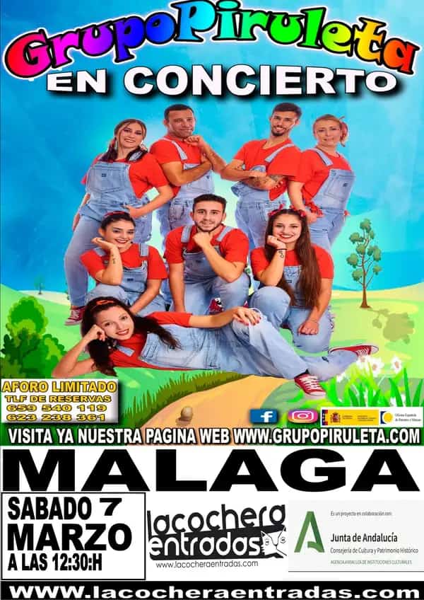 Grupo Piruleta actuando en vivo en Málaga 2026
