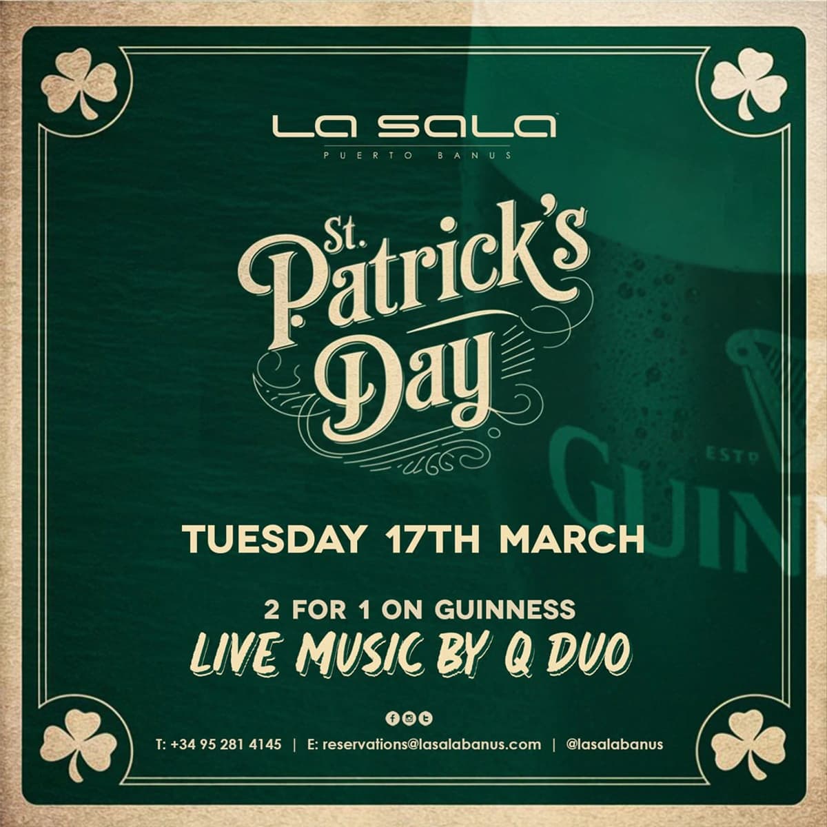 Celebración del Día de San Patricio con música en vivo en La Sala Puerto Banus 2026