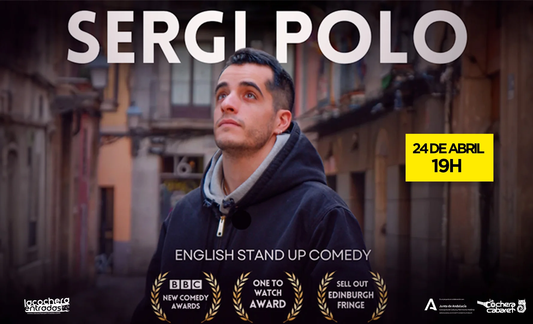 Sergi Polo actuando en comedia en inglés en Málaga 2026