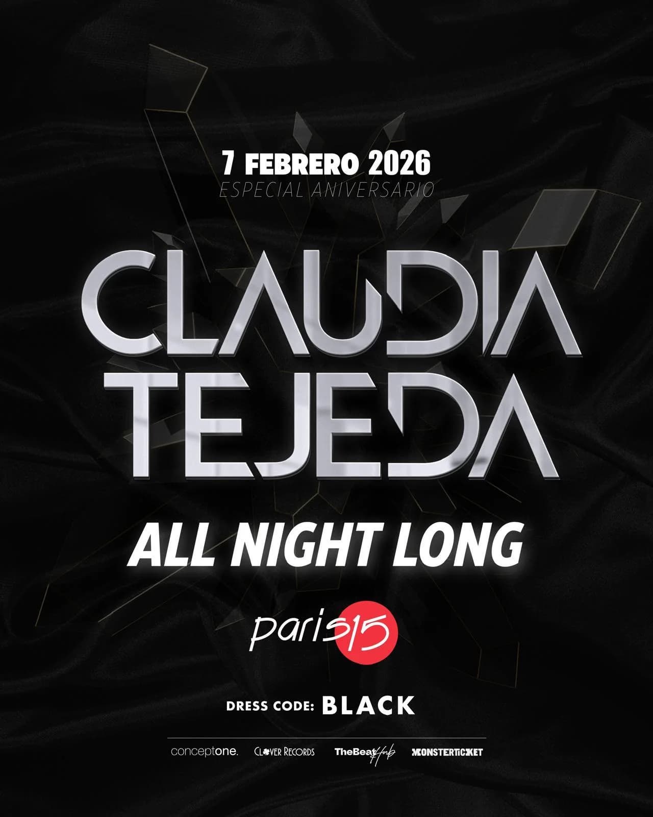 Claudia Tejeda All Night Long en Málaga 2026 DJ tech house.