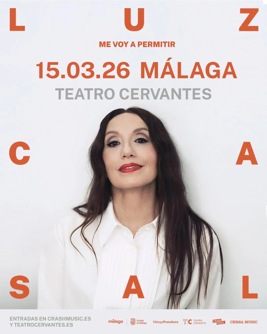 Cartel de Luz Casal en Vivo en Málaga 2026 – Nuevo Disco Me voy a permitir en Teatro Cervantes