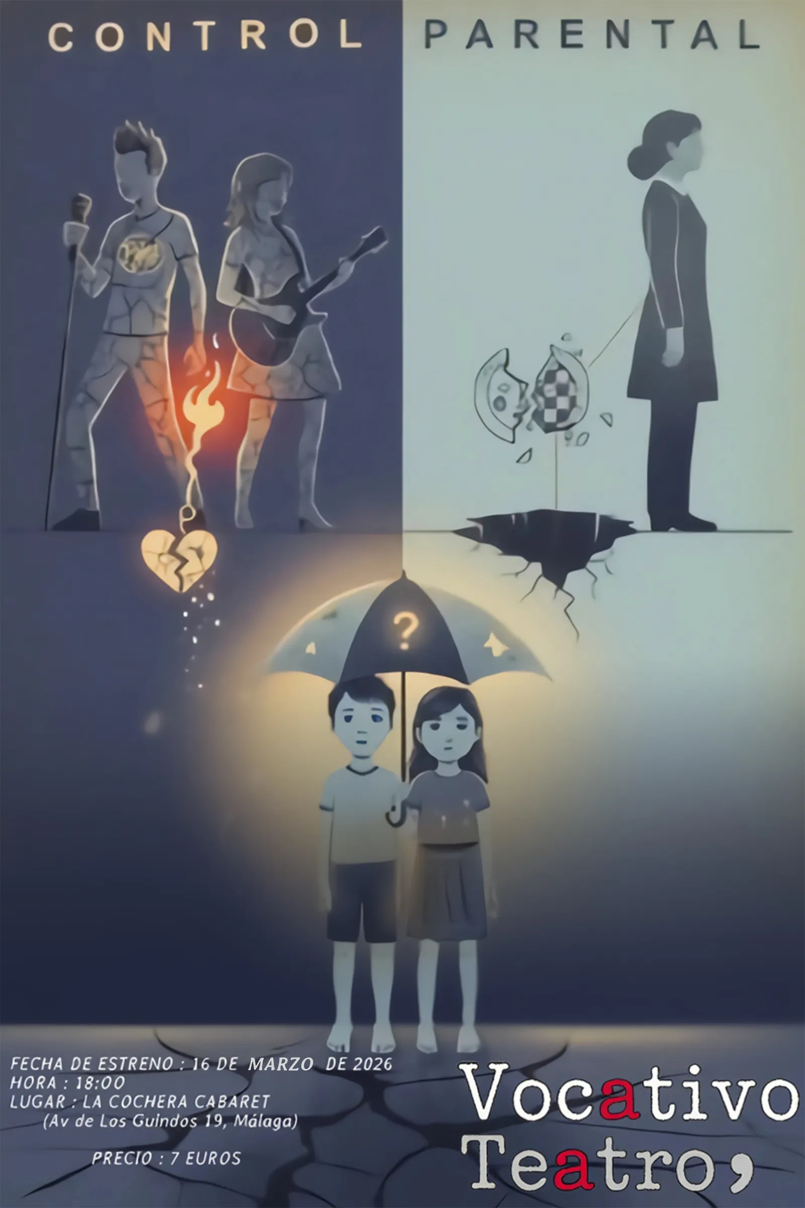 Cartel de la producción teatral Control Parental en Málaga 2026