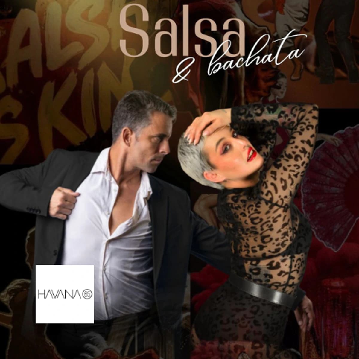 Salsa y bachata en San Pedro Alcántara: cartel de Salsa & Bachata Night en Havana 65, plan de viernes por la noche con música latina y show en Marbella.