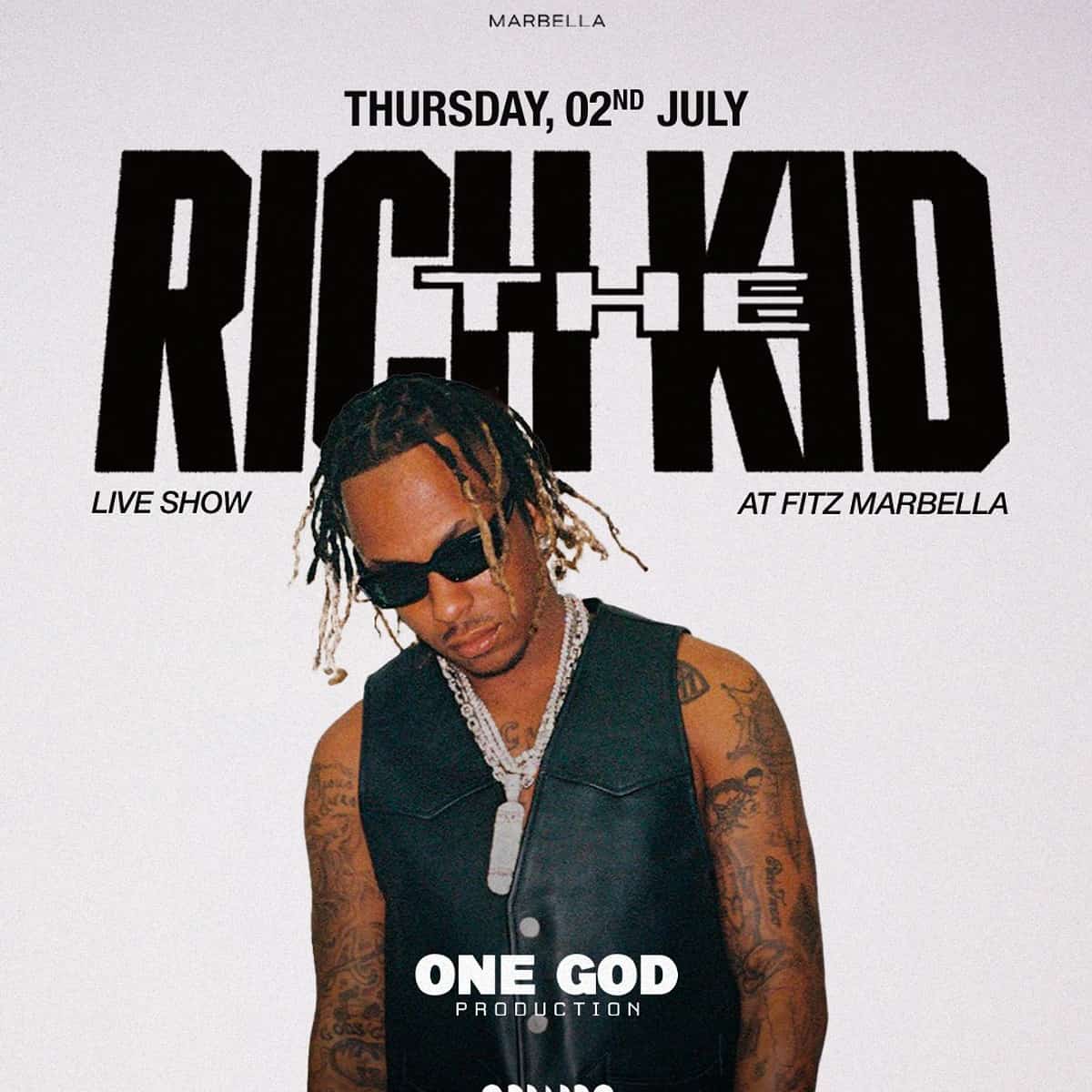 Rich The Kid actuando en vivo en Marbella 2026