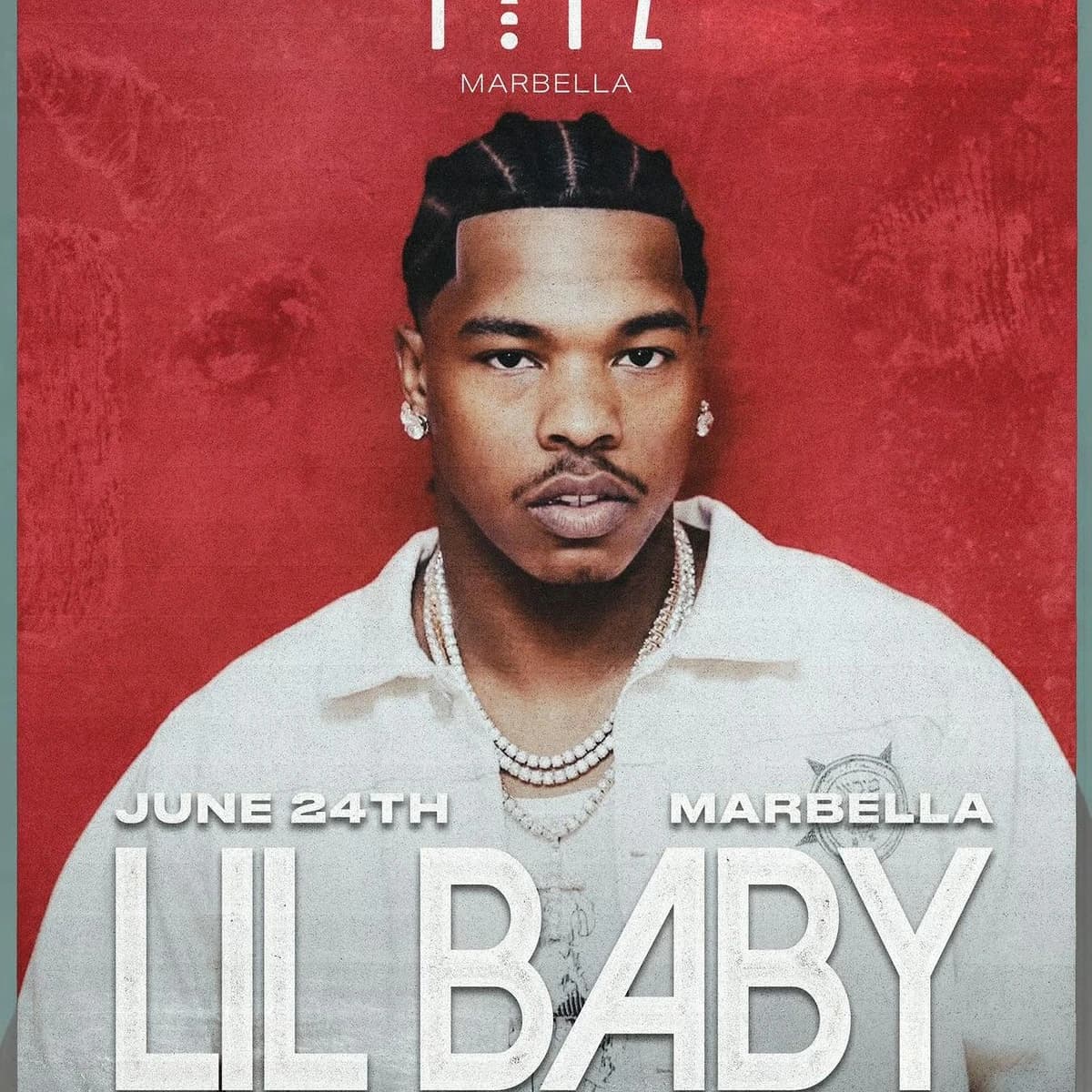 Cartel de LIL BABY x FITZ para una noche urbana +18 en FITZ Marbella, con estética de club nocturno, música urbana y ambiente premium.