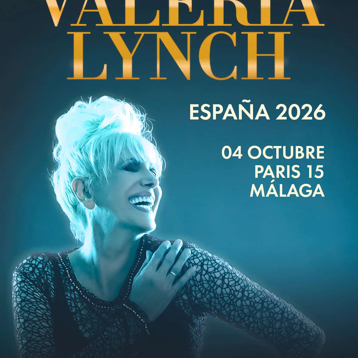 Valeria Lynch actuando en vivo en Málaga 2026
