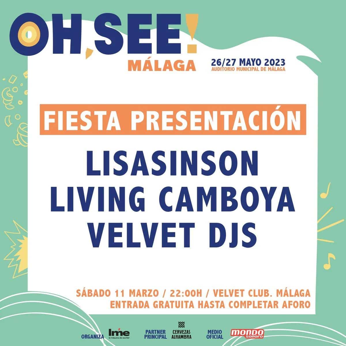 Bandas y DJs actuando en la fiesta de presentación de Oh See! Málaga