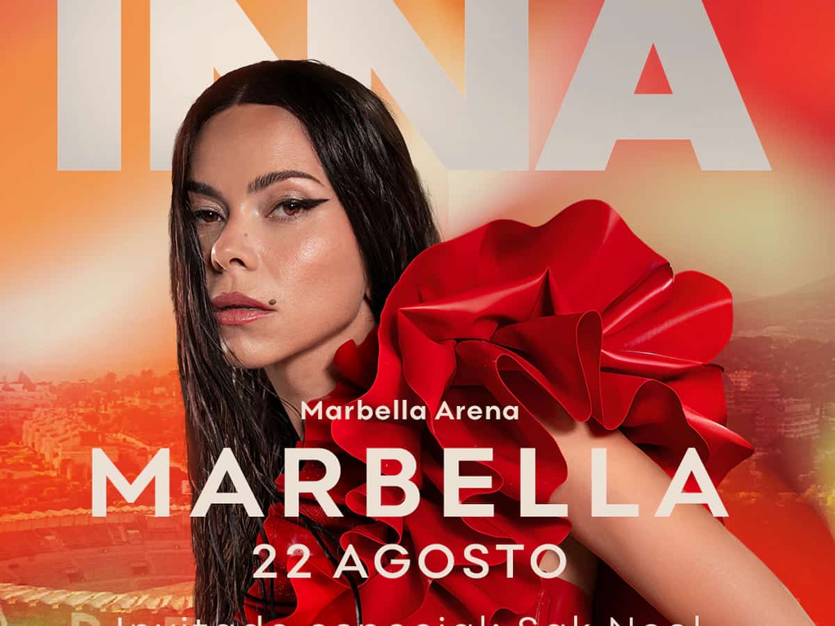 Cartel del concierto de INNA en Marbella para el Echoes Tour. Flyer oficial del evento de música en vivo de la estrella pop internacional. Información de fechas y entradas.