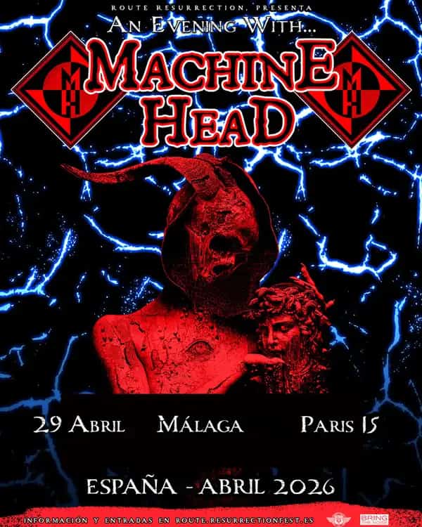 Machine Head actuando en vivo en Málaga durante su Gira del 35 Aniversario 2026
