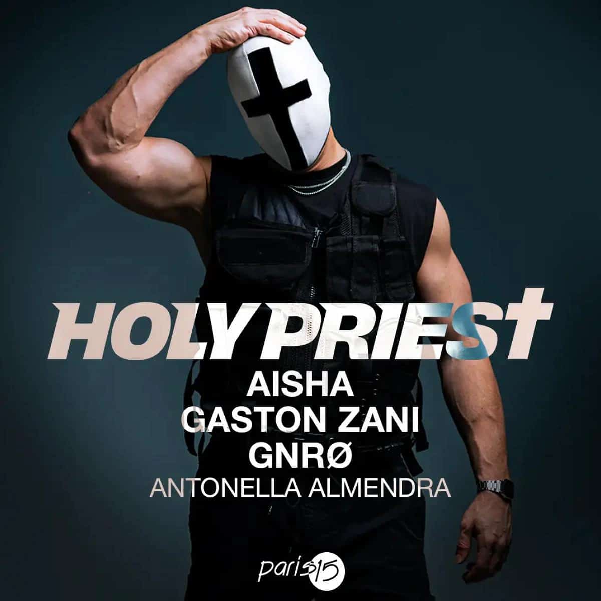 Abstract presenta Holy Priest en Málaga 2026 en París 15, evento de hard techno con AISHA y Gaston Zani