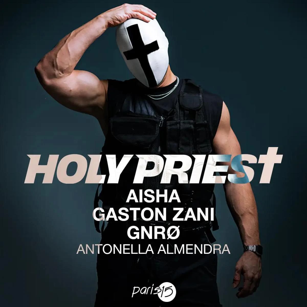 Abstract presenta Holy Priest en Málaga 2026 en París 15, evento de hard techno con AISHA y Gaston Zani