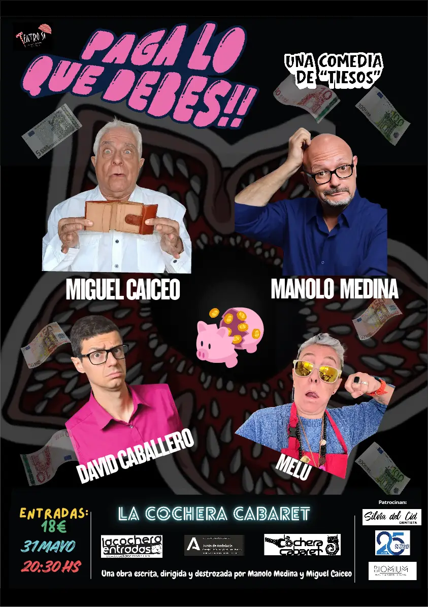Manolo Medina y Miguel Caiceo en la obra de comedia 'Paga Lo Que Debes' en Málaga 2026