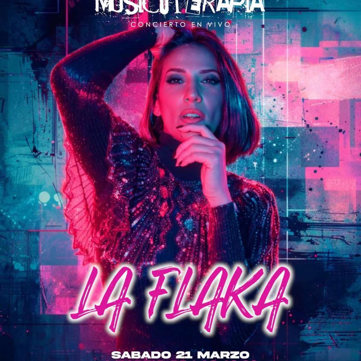 Cartel de qué hacer en San Pedro Alcántara con música flamenca en vivo: La Flaka en concierto en A Terapia, sábado 21 de marzo desde las 18:00.