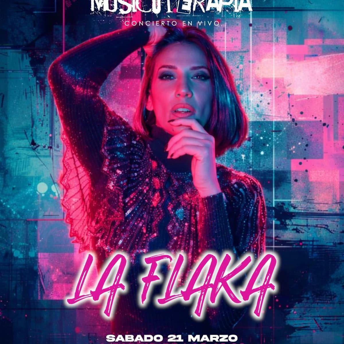 Cartel de qué hacer en San Pedro Alcántara con música flamenca en vivo: La Flaka en concierto en A Terapia, sábado 21 de marzo desde las 18:00.