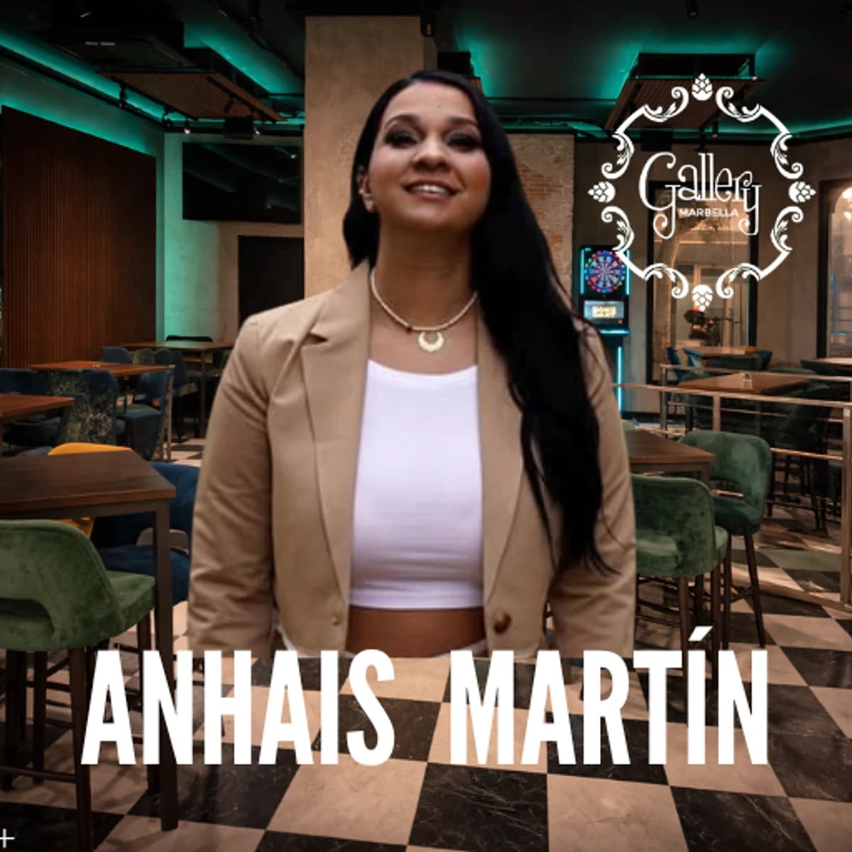 Cartel de Anahís Martín en Gallery Marbella para un tardeo con música en directo el 18 de abril de 2026 a las 18:00 en Marbella centro.