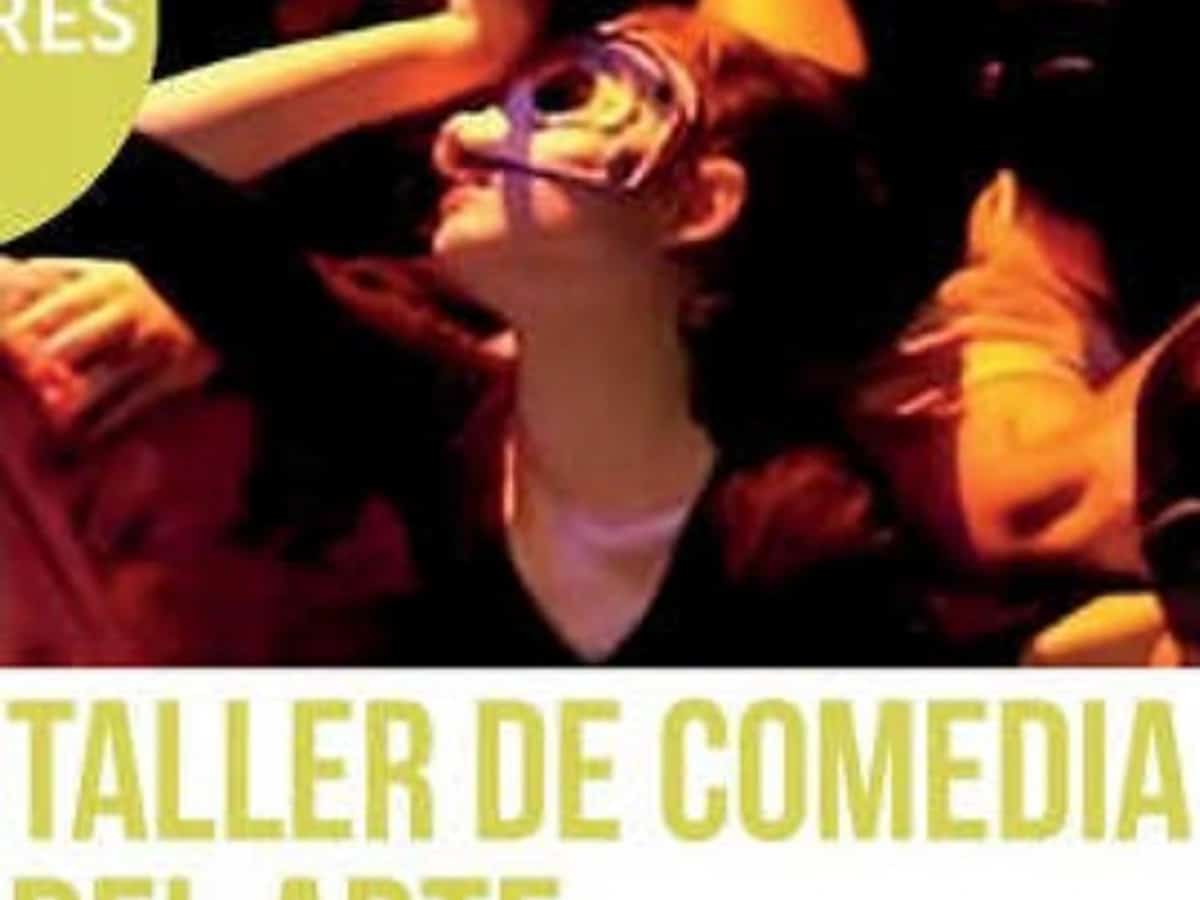 Cartel del Taller de Comedia del Arte con máscaras teatrales y fechas en Marbella 2026