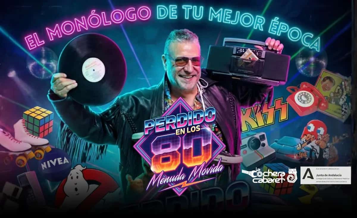 Diego del Notario actuando en el espectáculo de comedia 'Perdido en los 80' en Málaga 2026