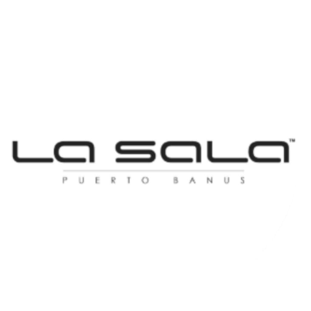 Logotipo oficial del restaurante y bar La Sala Puerto Banús con una tipografía llamativa y elegante.